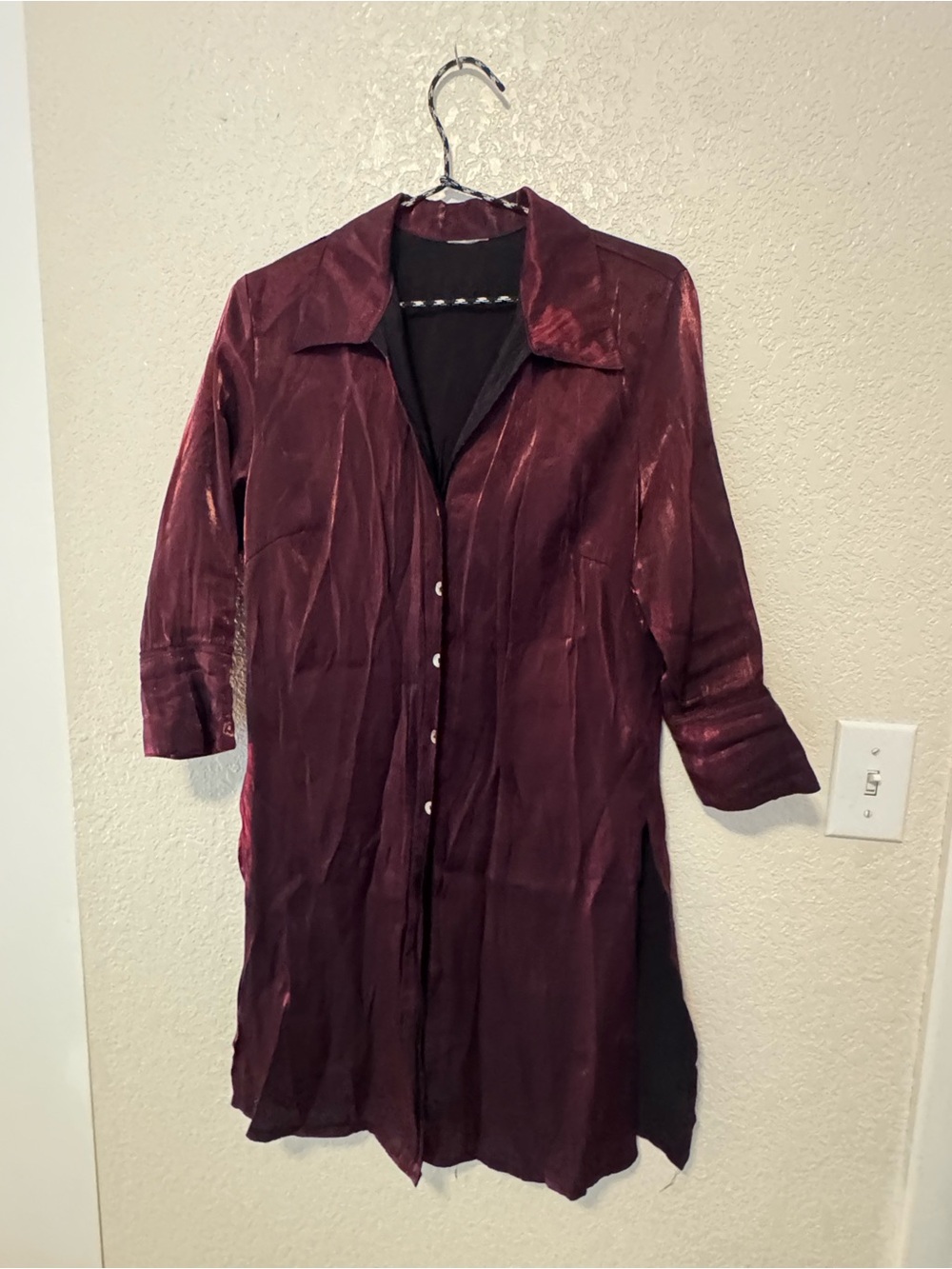 Cool, Silky Long Button-Front Tunic Shirt